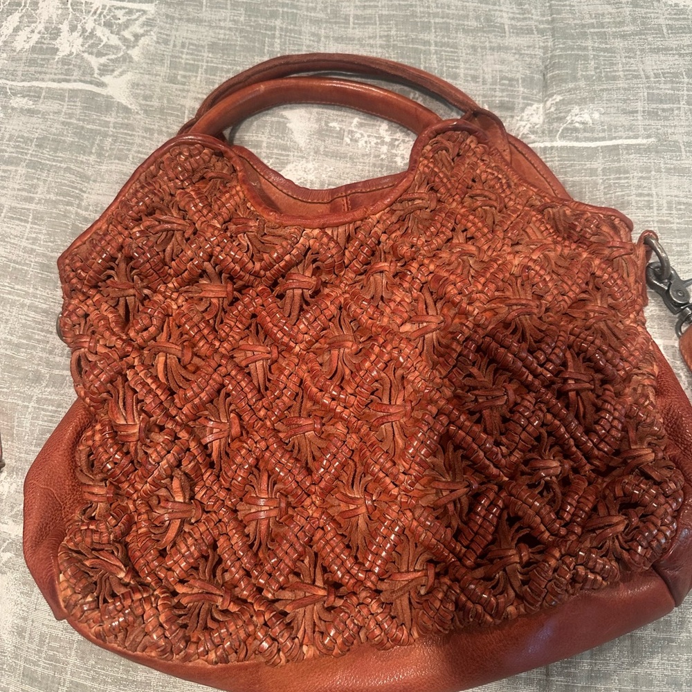 latico Woven Leather Shoulder Bag in Brown